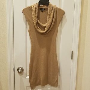 Cowl neck camel color dress
